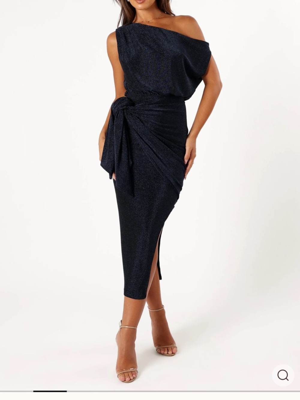 Petal and Pup Santiago Off Shoulder Midi Dress in Navy